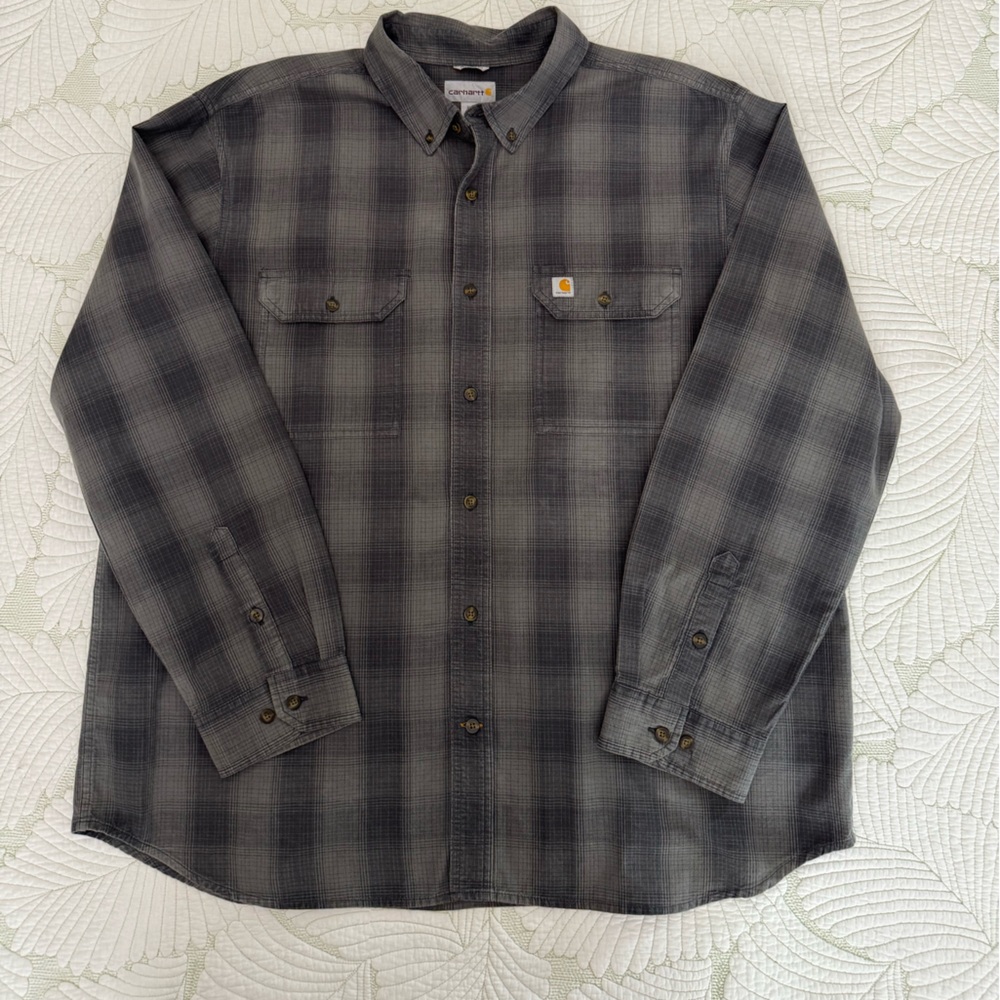 Carhartt Men's Gray Checkered Shirt-Size XXL - Picture 2 of 9